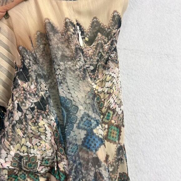 V Christina Dress M Y2K Embellished Scoop Neck Printed Midi Chiffon Witchy Gypsy - Picture 5 of 10